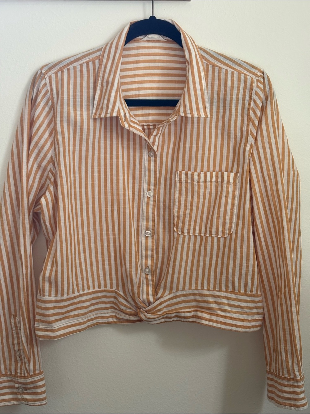 Aeropostale Caramel & White Striped Button-Front Shirt